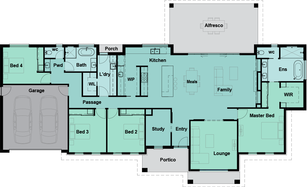 Whitehaven Floor Plan at Lewis Dickson Homes in northeast Victoria and southern New South Wales